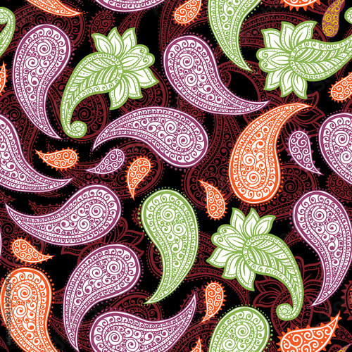 Magical Traditional Paisleys Seamless Pattern for wallpaper design or fabric textile printing photo