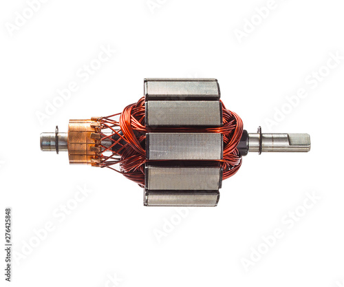 Slika na platnu Photo new electrical motor anchor like a 3d isolated on white background