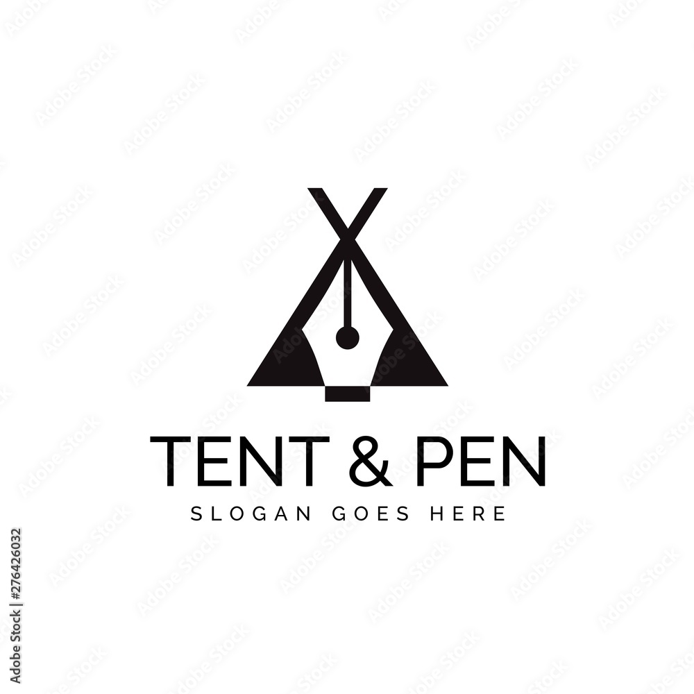 Author tent illustration logo design Author tent illustration logo design