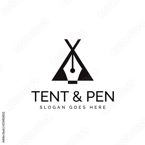 Author tent illustration logo design