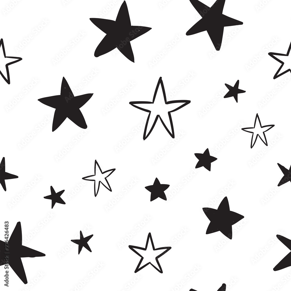 Star doodles seamless pattern. Hand drawn stars texture background. Star doodles seamless pattern. Hand drawn stars texture background.