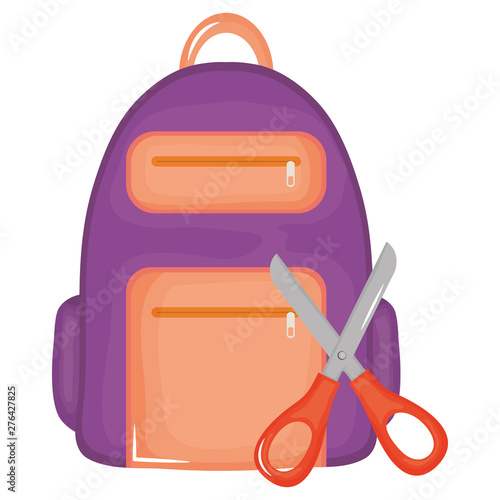 scissor school with schoolbag supplies