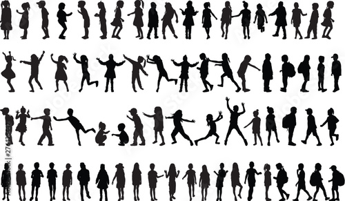 Children silhouettes. Vector work.