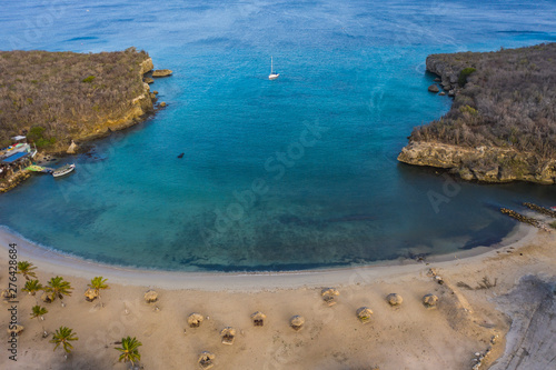 Aerial view over beach of Sta. Cruz on the western side of Curaçao/Caribbean /Dutch Antilles
