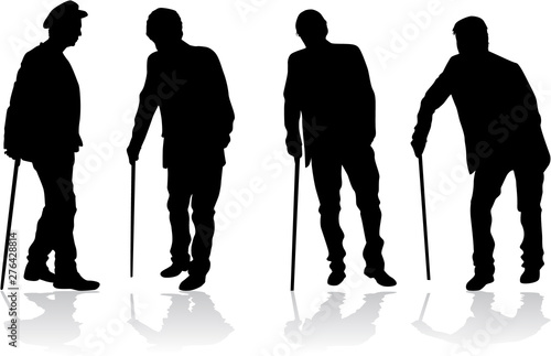 Photographie Old men silhouette, vector work.