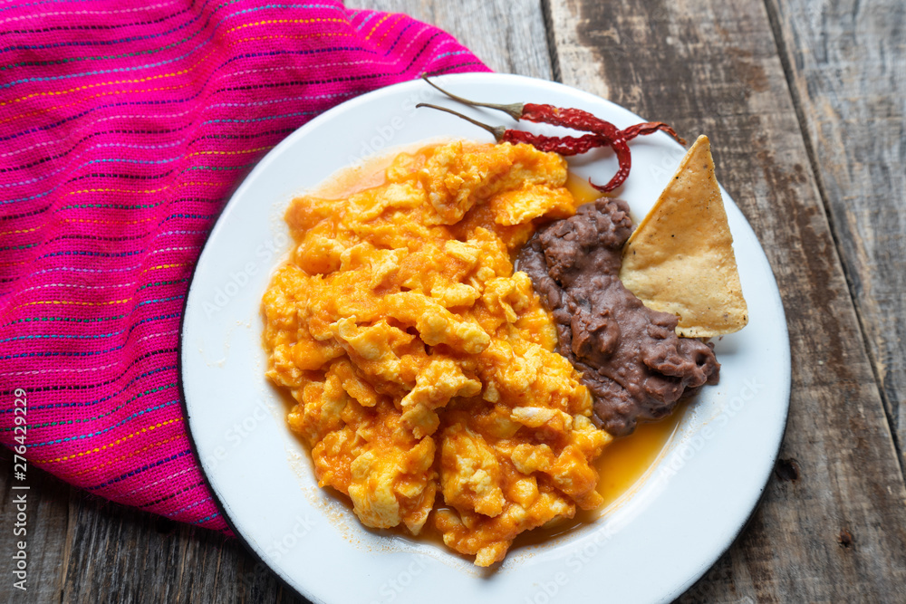 Mexican scrambled eggs in red sauce also called Mexican scrambled eggs in red sauce also called