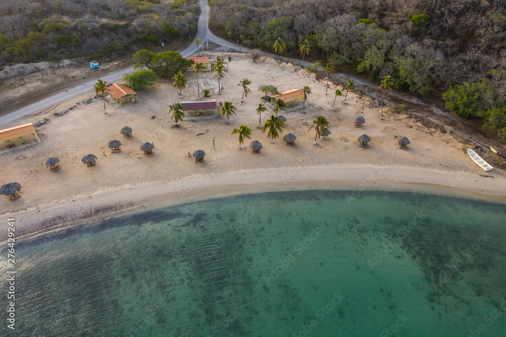 Aerial view over beach of Sta. Cruz on the western side of  Curaçao/Caribbean /Dutch Antilles