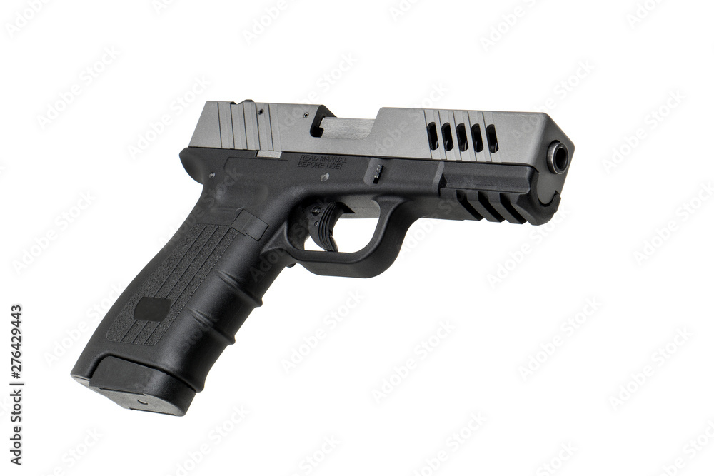 Modern black-gray gun isolate on white background. Modern black-gray gun isolate on white background.