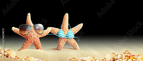 Strand Motiv mit Seestern und Muscheln