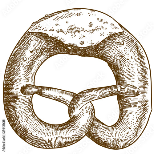 engraving drawing illustration of pretzel