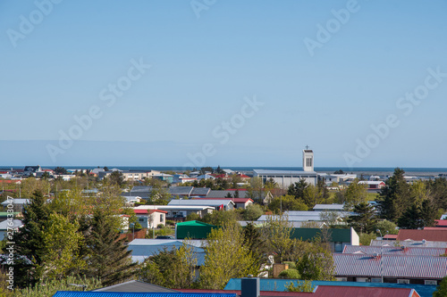 Town of Hornafjordur in Iceland on a sunny day photo