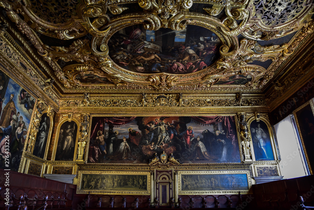 Obraz premium plafond palais dorure venise italie