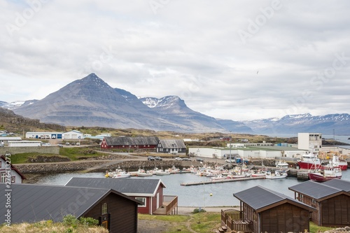 View over town of Djupivogur in east Iceland photo