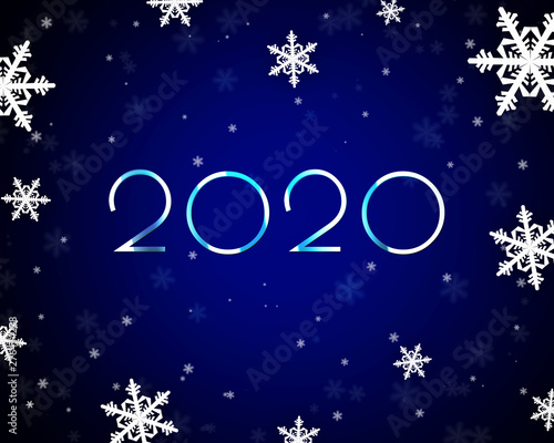 2020 inscription on a winter background with snowflakes for the new year and Christmas