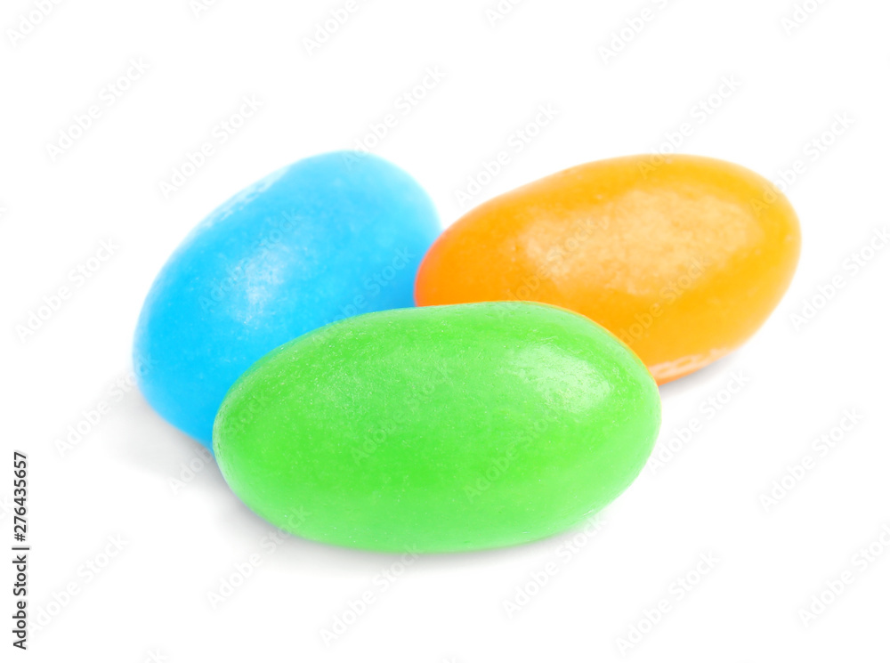 Delicious colorful jelly beans isolated on white Delicious colorful jelly beans isolated on white