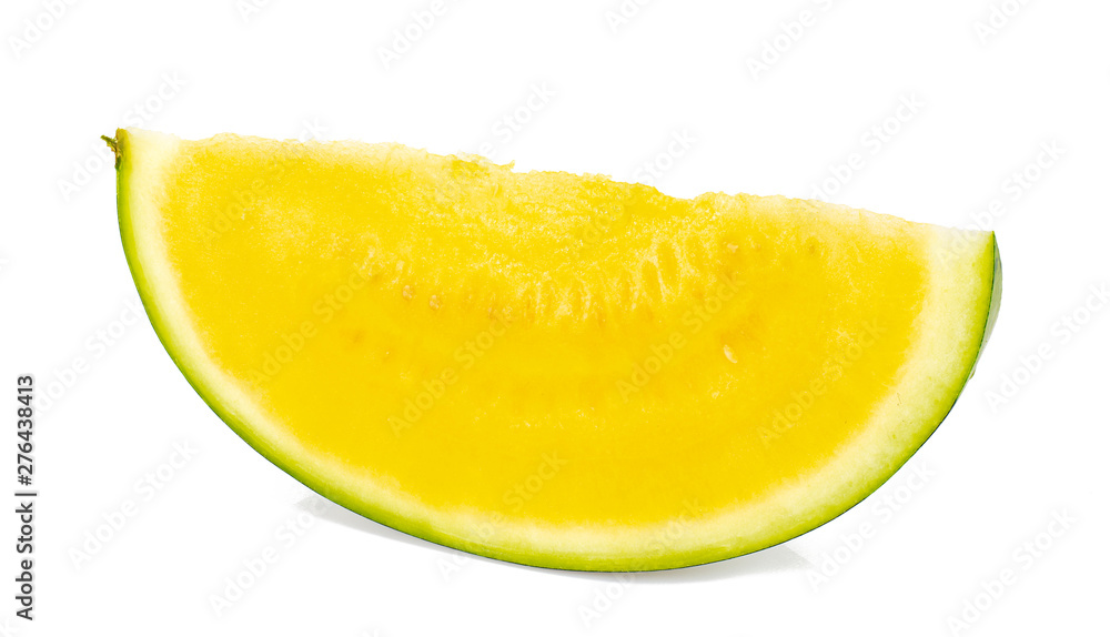 half of yellow water melon isolated on white half of yellow water melon isolated on white