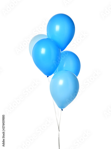 Bunch of big blue balloons object for birthday party isolated on a white 