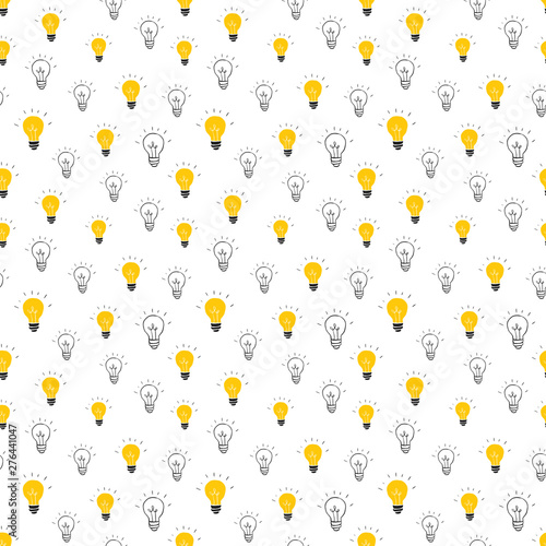Light bulb Seamless Pattern hand drawn. Vector Illustration