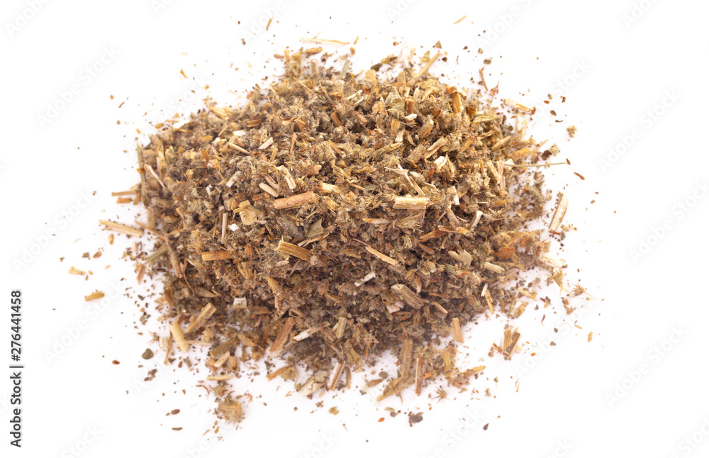 A Pile of Dried Horehound Isolated on a White Background A Pile of Dried Horehound Isolated on a White Background