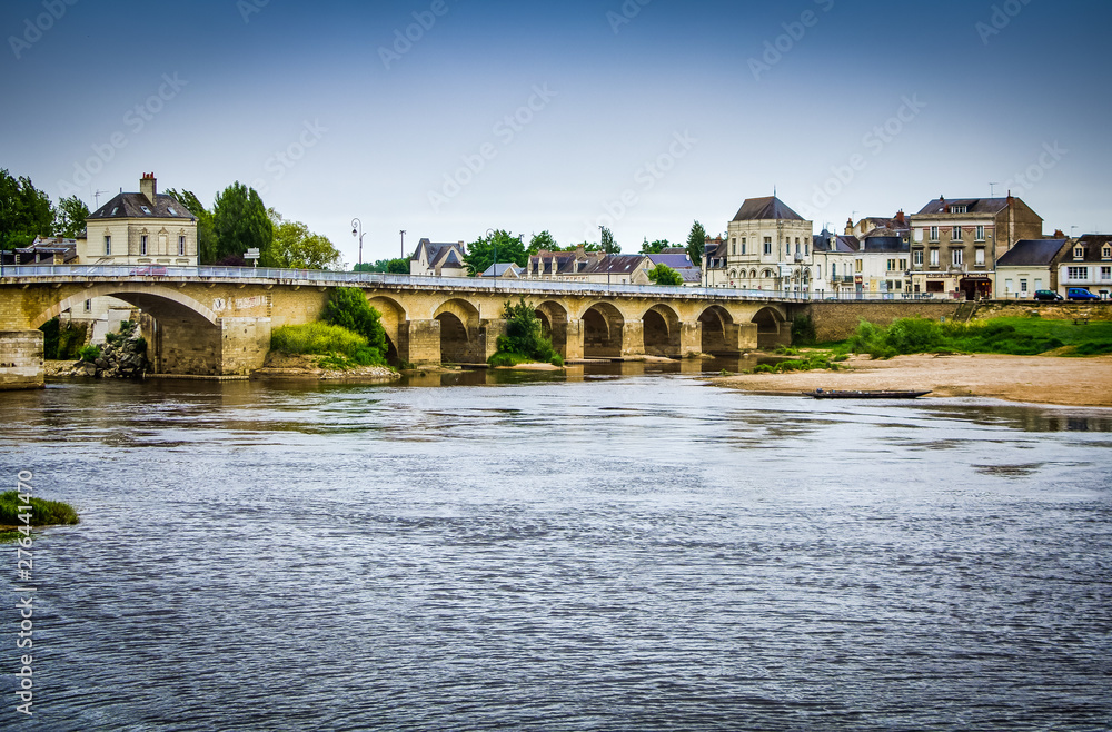 Historic bridge in village Chinon in France