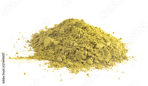 A Pile of Green Tea Matcha Powder Isolated on a White Background