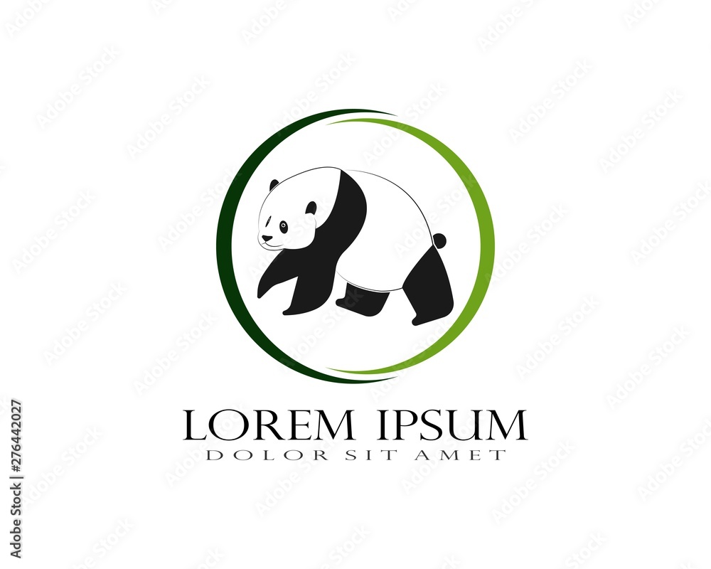 Obraz premium Panda bear silhouette Logo design vector template