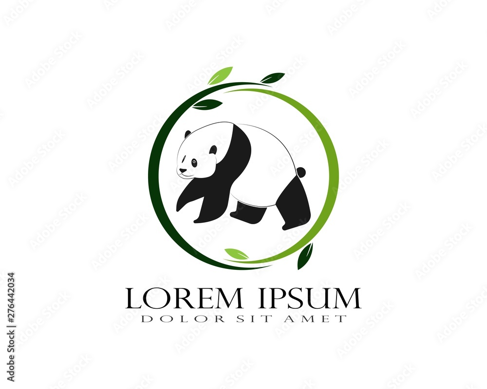 Panda bear silhouette Logo design vector template Panda bear silhouette Logo design vector template