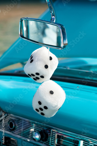 Fuzzy Dice In Restored Car photo