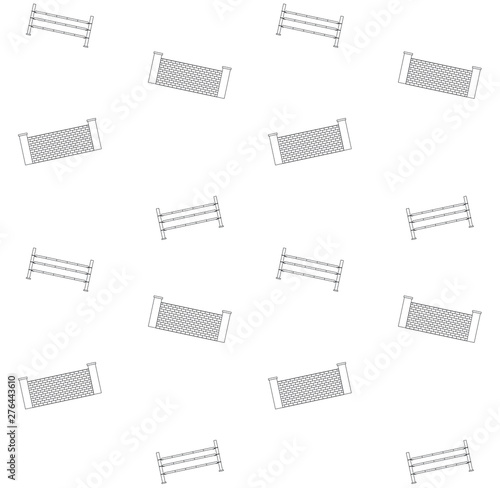 Vector seamless pattern of black line show jumping obstacles isolated on white background