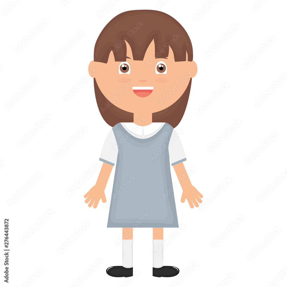 cute little student girl character