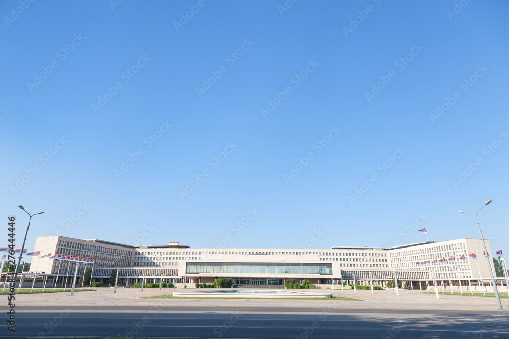 Panorama of SIV building, also known as Palata Srbija, or Palace of Serbia. It is the headquarters of the Serbian government, and the office of various state administrations, in Belgrade Panorama of SIV building, also known as Palata Srbija, or Palace of Serbia. It is the headquarters of the Serbian government, and the office of various state administrations, in Belgrade