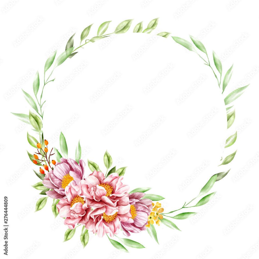 watercolor flower wreath background wedding invitation