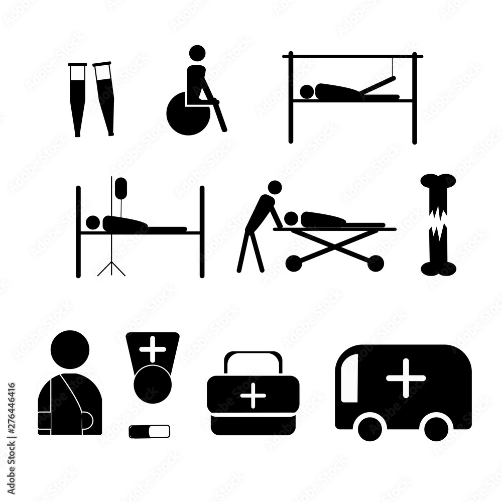 Set of icons on the medical theme. Traumatology. illustration Set of icons on the medical theme. Traumatology. illustration