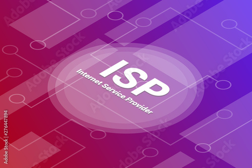 isp internet service provider concept words isometric 3d word text concept with some related text and dot connected - vector