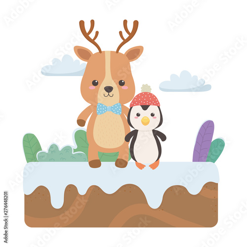 Reindeer and penguin cartoon design