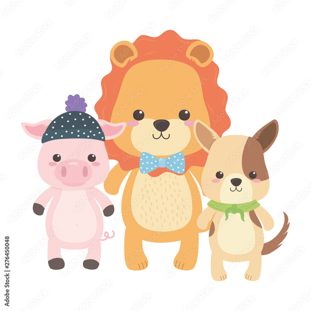 Pig lion and dog cartoon design Pig lion and dog cartoon design