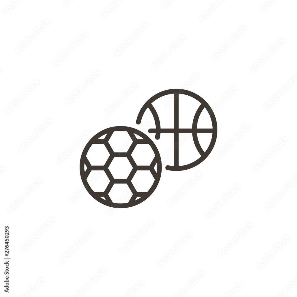 Soccer and basketball representing sports, physical education in school and other concepts. Trendy modern vector thin line icon illustration of a football and basketball. Soccer and basketball representing sports, physical education in school and other concepts. Trendy modern vector thin line icon illustration of a football and basketball.