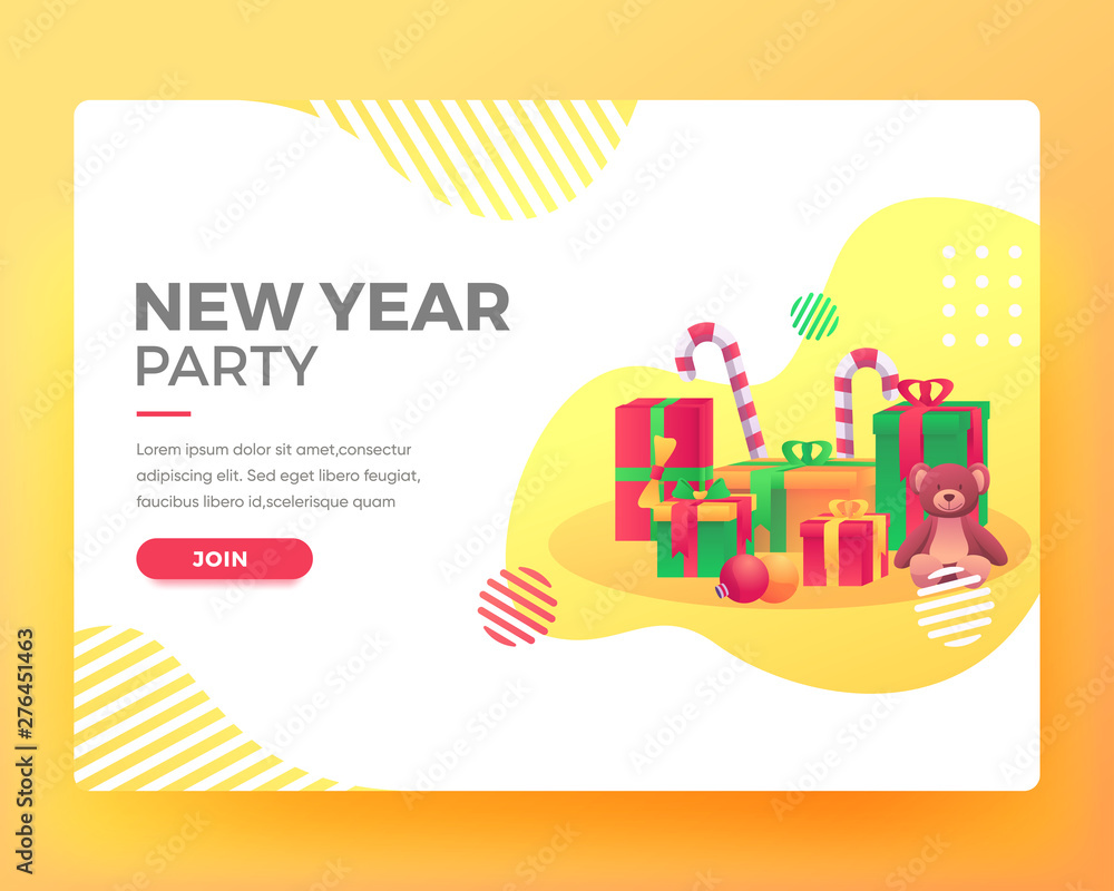 Landing page, a break for the holidays. Vector illustration of the new year in the office. Colleagues decorate the Christmas tree. Corporate spirit and teamwork concept, new year celebration party.