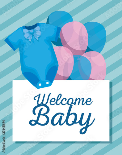 card invitation with pijama and balloons decoration