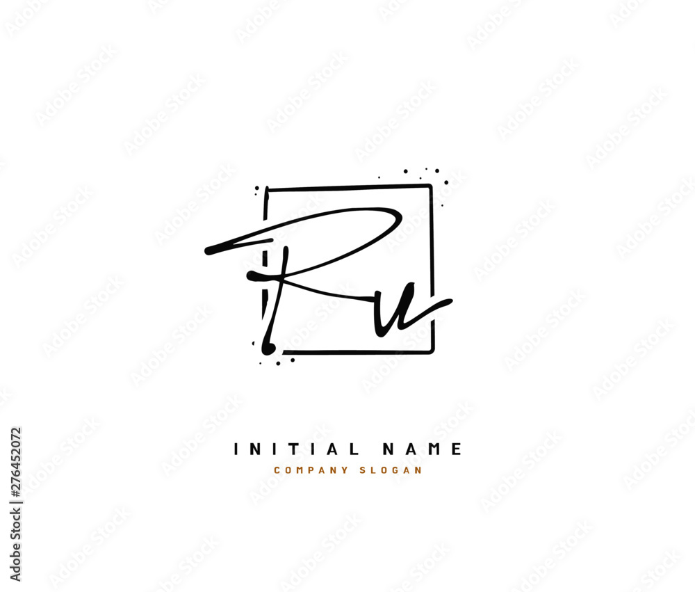 R U RU Beauty vector initial logo, handwriting logo of initial signature, wedding, fashion, jewerly, boutique, floral and botanical with creative template for any company or business.
