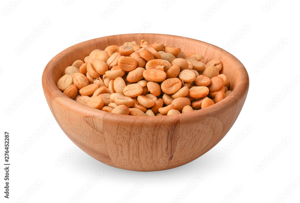 Coffee Beans in wooden bowl on white background. Coffee Beans in wooden bowl on white background.