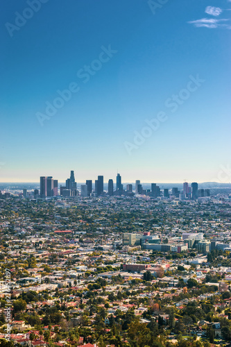 City view of Los Angeles from Astronomical Observatory and Griffith Park, print copy space for text 