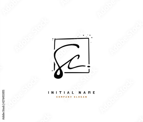 S C SC Beauty vector initial logo, handwriting logo of initial signature, wedding, fashion, jewerly, boutique, floral and botanical with creative template for any company or business.
