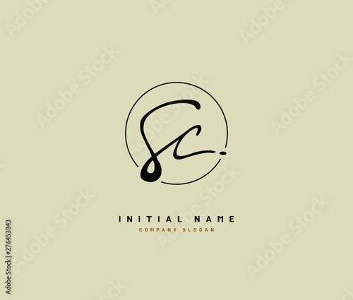 S C SC Beauty vector initial logo, handwriting logo of initial signature, wedding, fashion, jewerly, boutique, floral and botanical with creative template for any company or business.