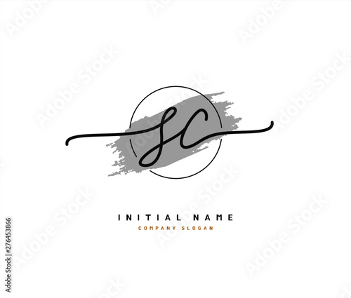 S C SC Beauty vector initial logo, handwriting logo of initial signature, wedding, fashion, jewerly, boutique, floral and botanical with creative template for any company or business.
