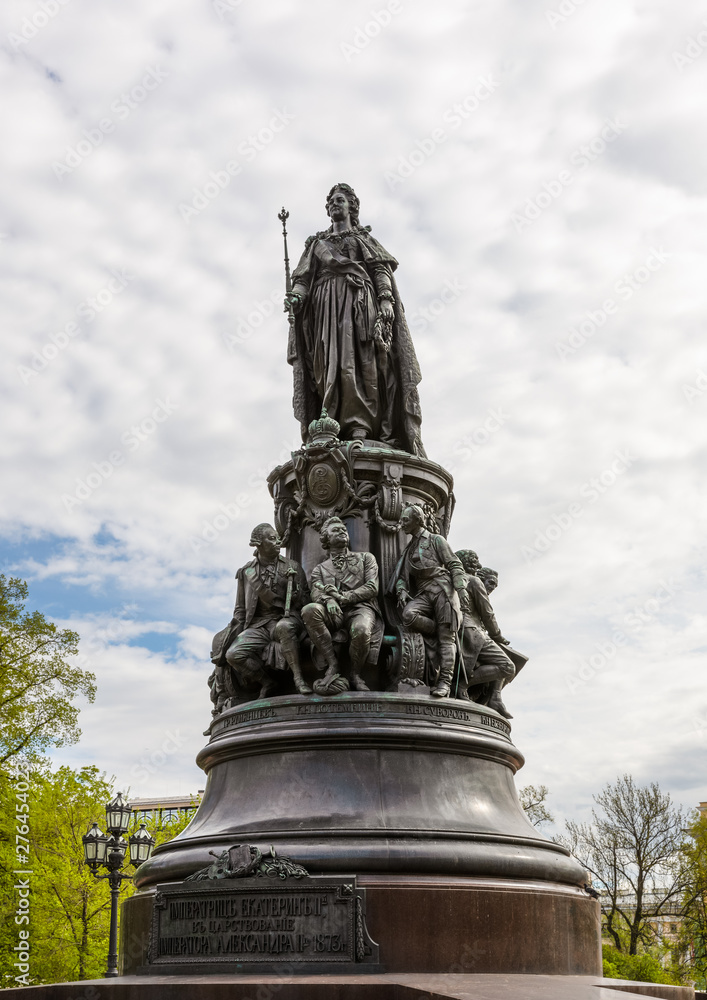 The Monument to Catherine the Great in the small square just off Nevsky Prospekt, in St. Petersburg, Russia