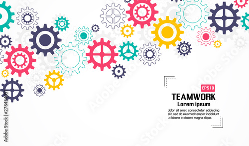 Gears wheels over white background. teamwork creative concept. colorful design. Vector illustration