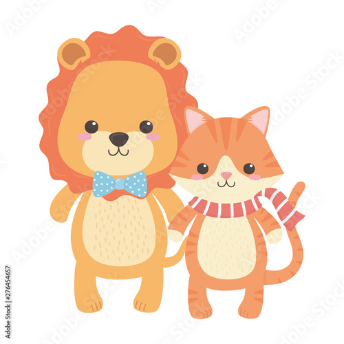 Cat and lion cartoon design
