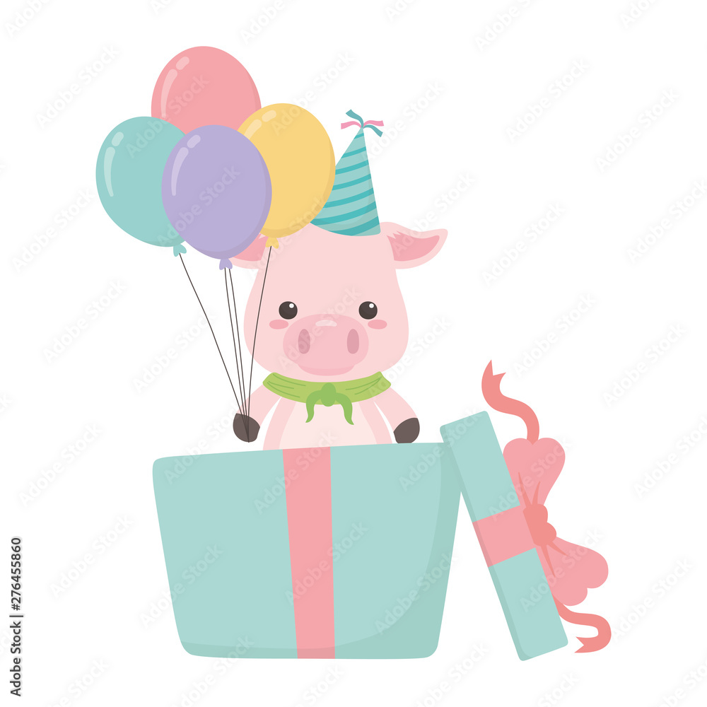 Obraz premium Animal cartoon with happy birthday icon design