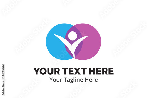 unique happy people simple logo creative design in flat style with color . happy people logo creative design for identity and community